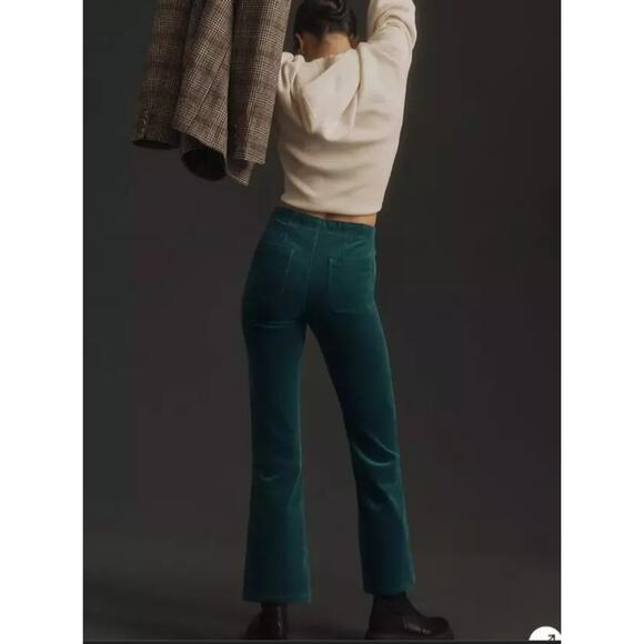 NWT Pilcro Yaya Velvet Pull-On Green Flare Jeans - Size XS - Picture 3 of 4